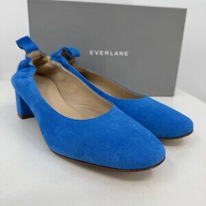Everlane Italian Suede Day Heel Brilliant Blue 8 Women's Elastic Back Comfort